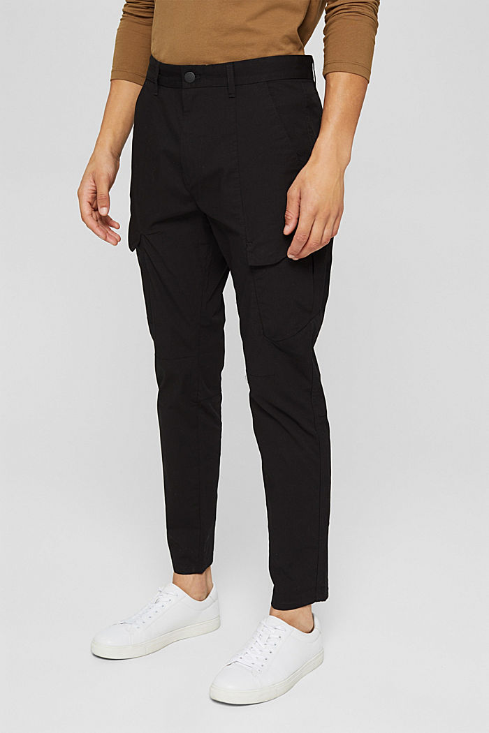 Cargo trousers made of blended organic cotton, BLACK, detail image number 0