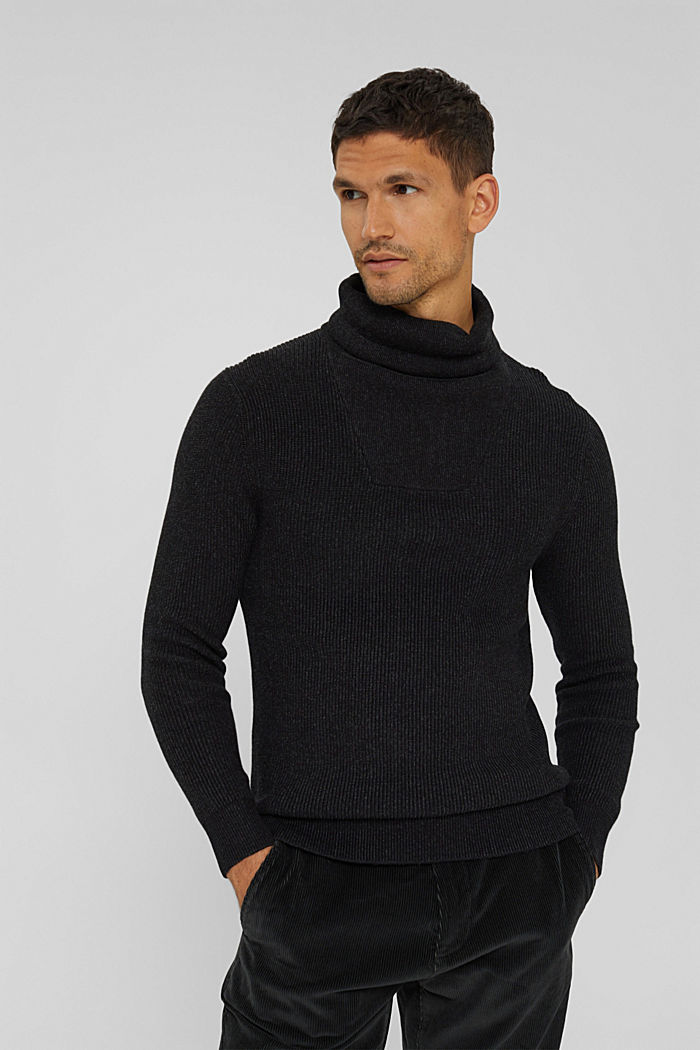 Pullover mit Tunnelzug, Organic Cotton, BLACK, detail image number 0