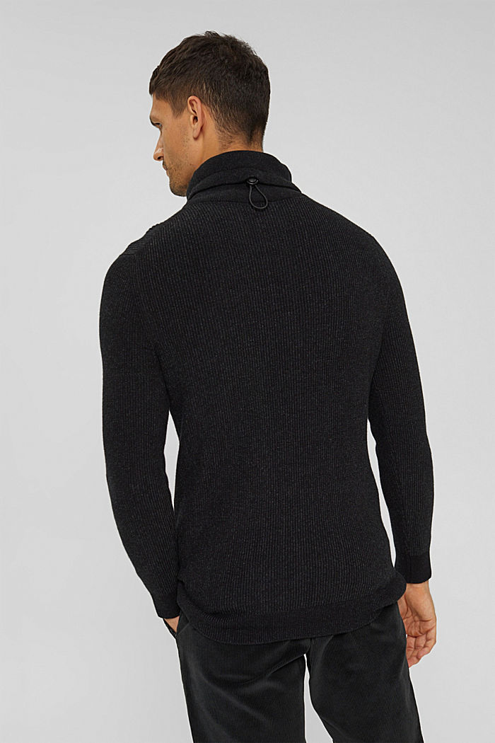 Pullover mit Tunnelzug, Organic Cotton, BLACK, detail image number 3