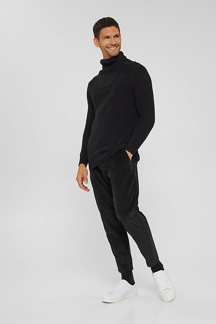 Pullover mit Tunnelzug, Organic Cotton, BLACK, detail image number 5
