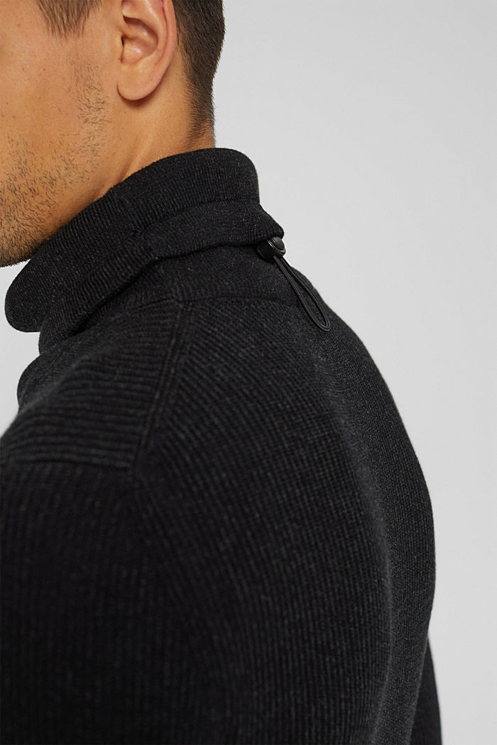 Pullover mit Tunnelzug, Organic Cotton, BLACK, detail image number 2