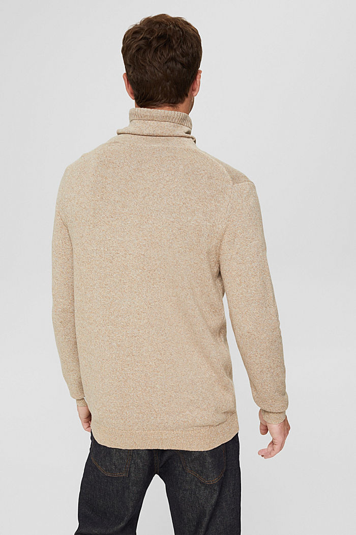Jersey de algodón ecológico con cuello alto, BEIGE, detail image number 3