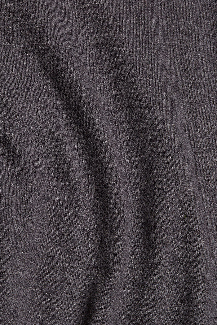 Con cachemir: jersey de punto con cuello redondo, DARK GREY, detail image number 4