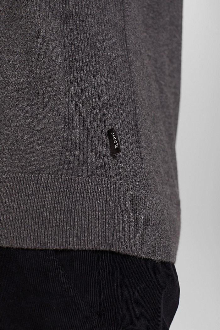 Cashmere blend: Knitted jumper with a round neckline, DARK GREY, detail image number 6