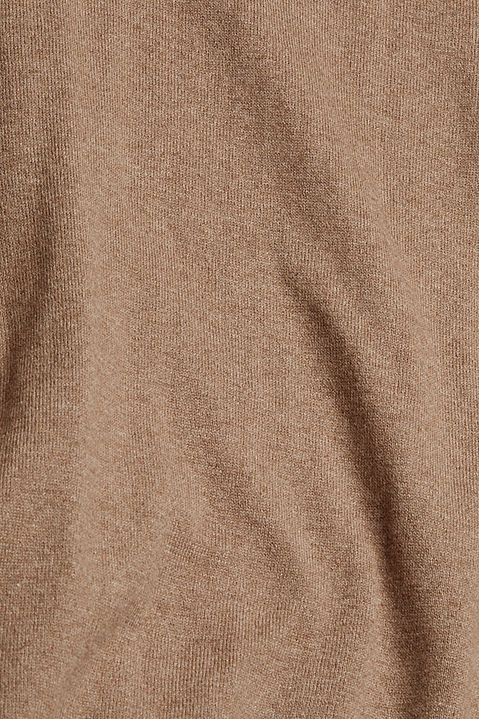 Con cachemir: jersey de punto con cuello redondo, TAUPE, detail image number 4