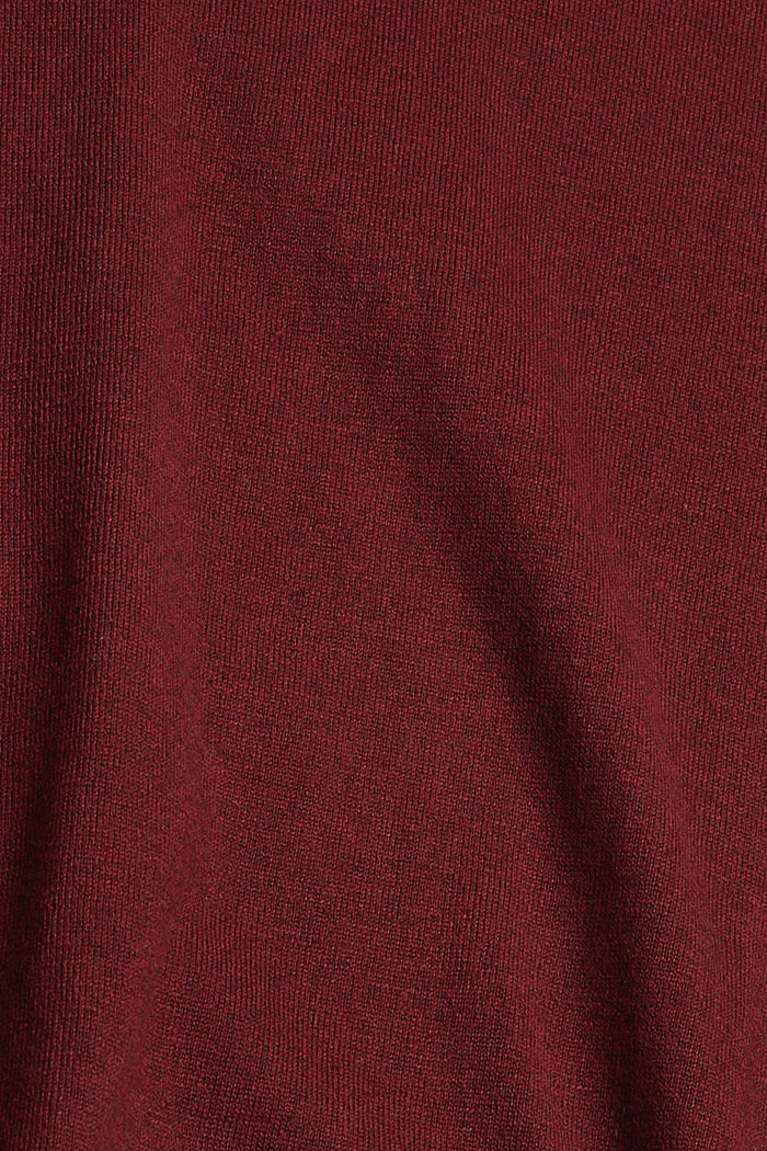 Con cachemir: jersey de punto con cuello redondo, DARK RED, detail image number 4