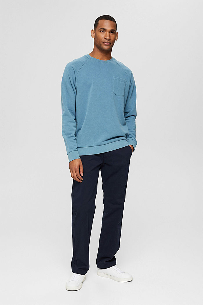 Gerecycled: sweatshirt met borstzak, PETROL BLUE, detail image number 6