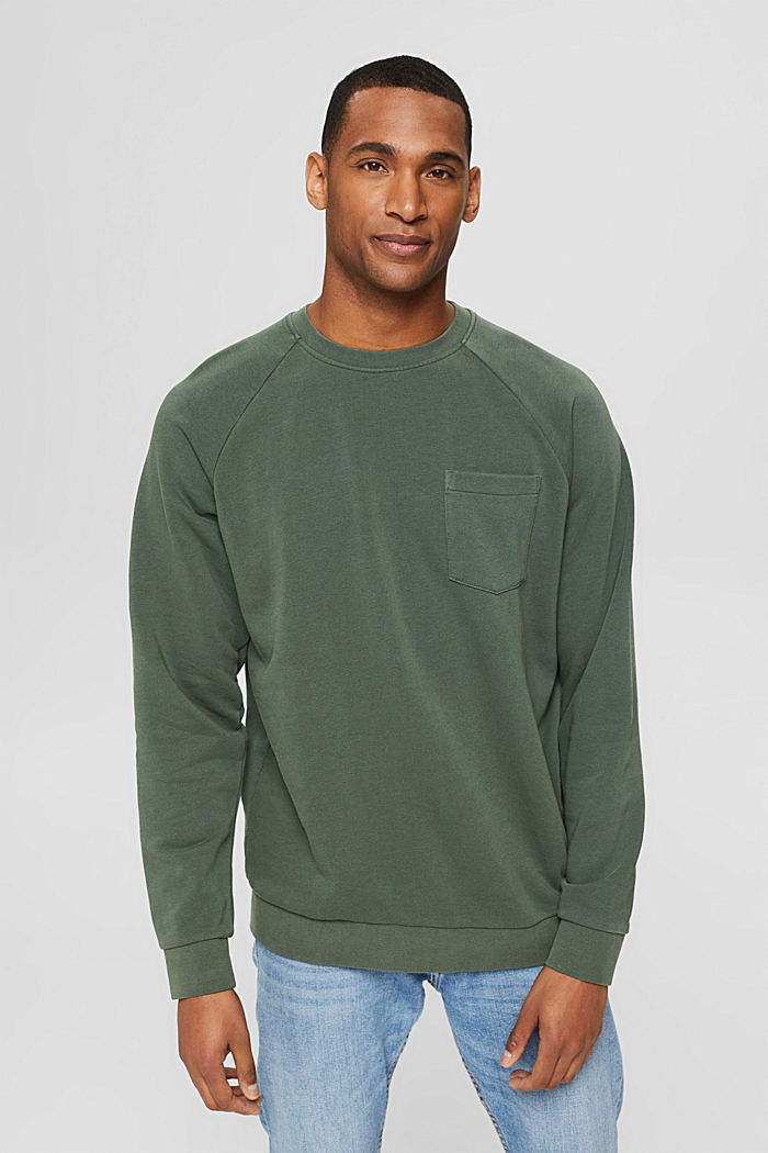 Gerecycled: sweatshirt met borstzak, TEAL BLUE, detail image number 0