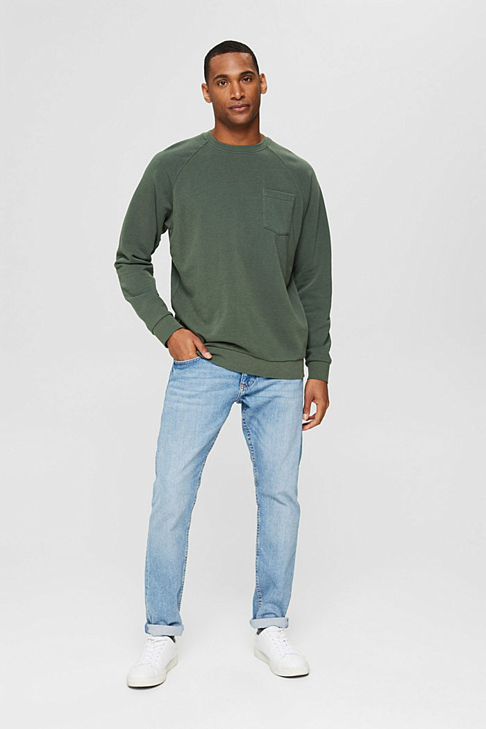 Gerecycled: sweatshirt met borstzak, TEAL BLUE, detail image number 7