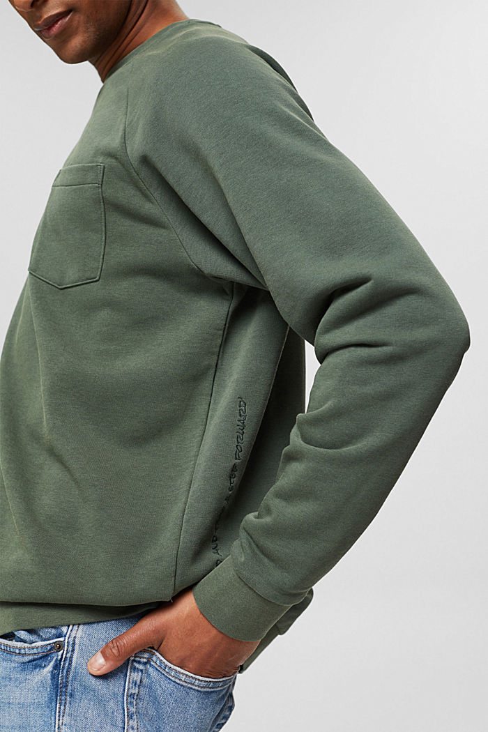 Made of recycled material: sweatshirt with a breast pocket, TEAL BLUE, detail image number 2