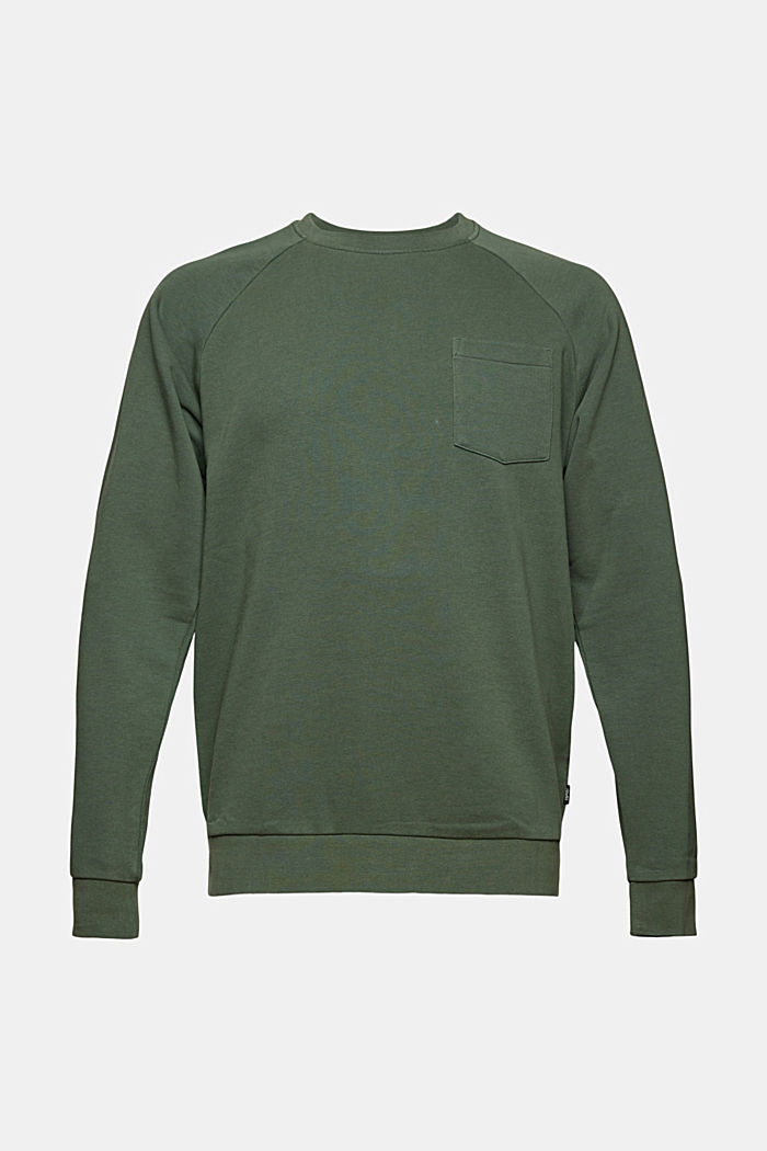 Made of recycled material: sweatshirt with a breast pocket, TEAL BLUE, overview