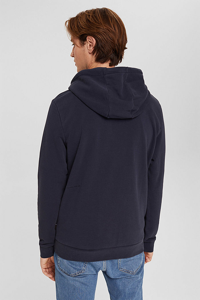 Made of recycled material: Hoodie with embroidered lettering, NAVY, detail image number 3