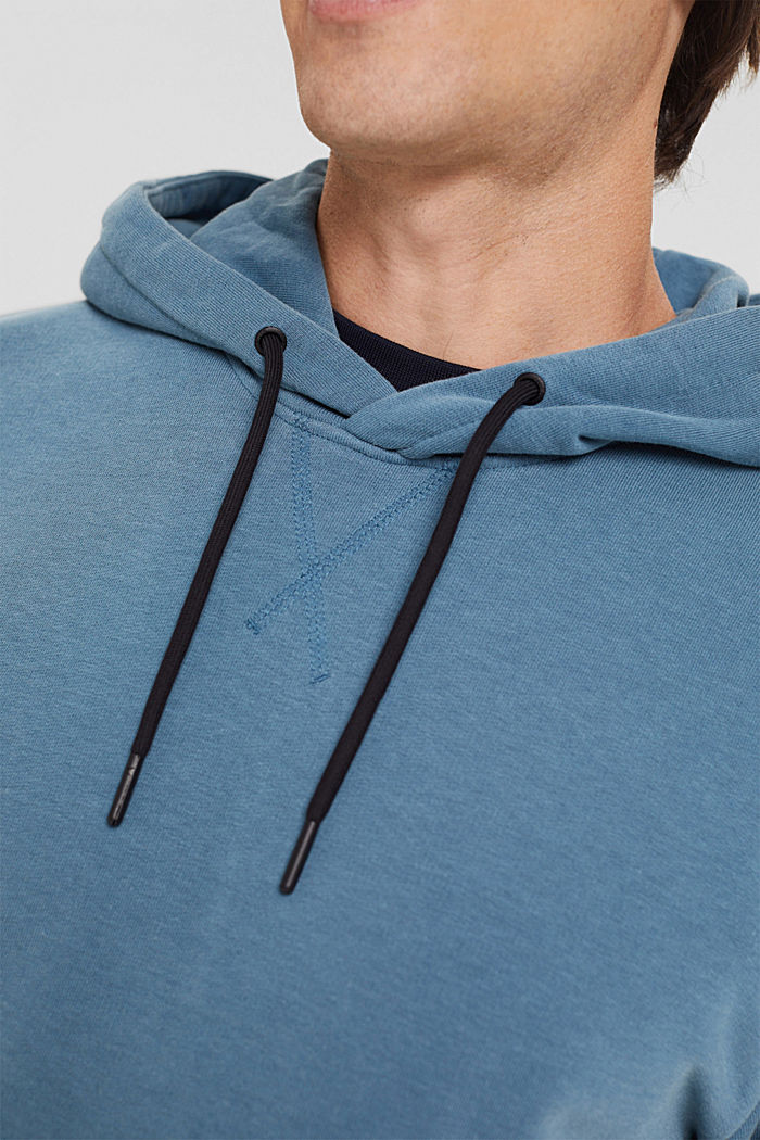 Made of recycled material: Hoodie with embroidered lettering, PETROL BLUE, detail image number 2