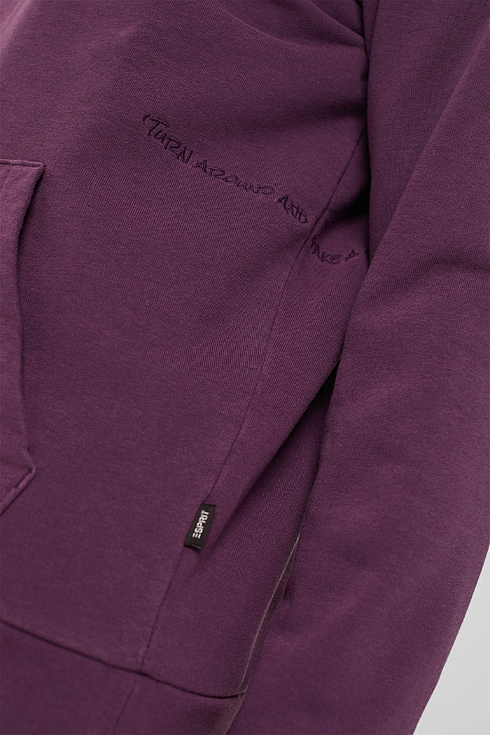 Made of recycled material: Hoodie with embroidered lettering, BORDEAUX RED, detail image number 2
