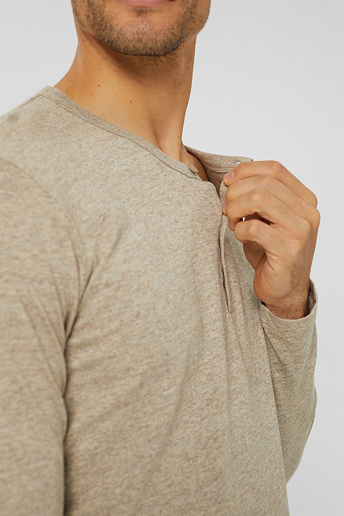 T-shirt à manches longues en jersey à boutons, BEIGE, detail image number 1