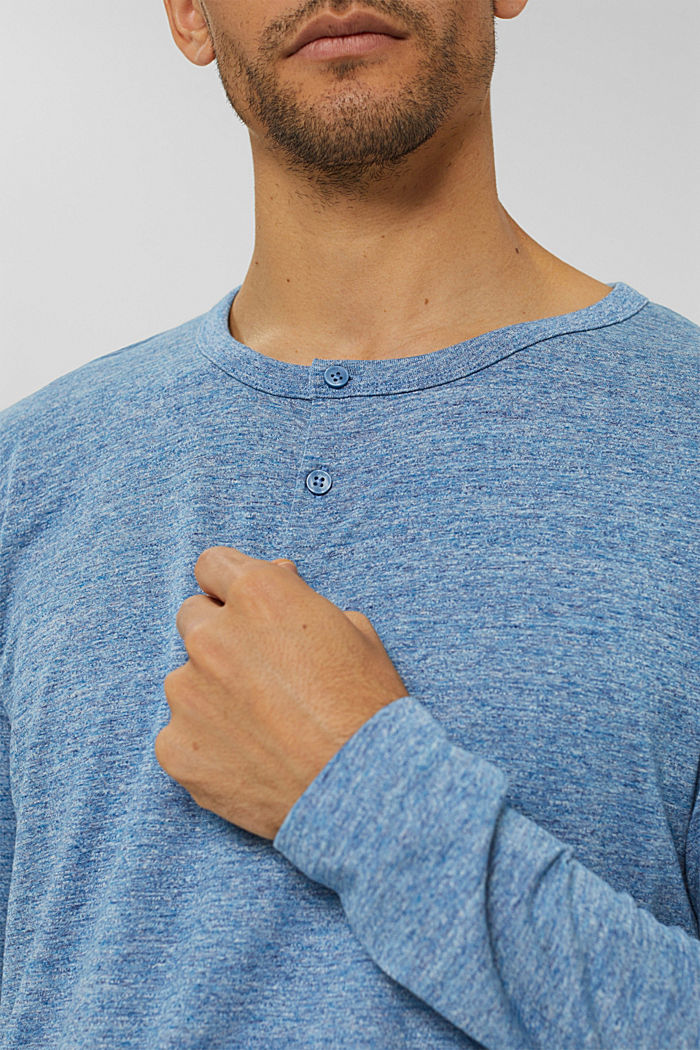 T-shirt à manches longues en jersey à boutons, BLUE, detail image number 1