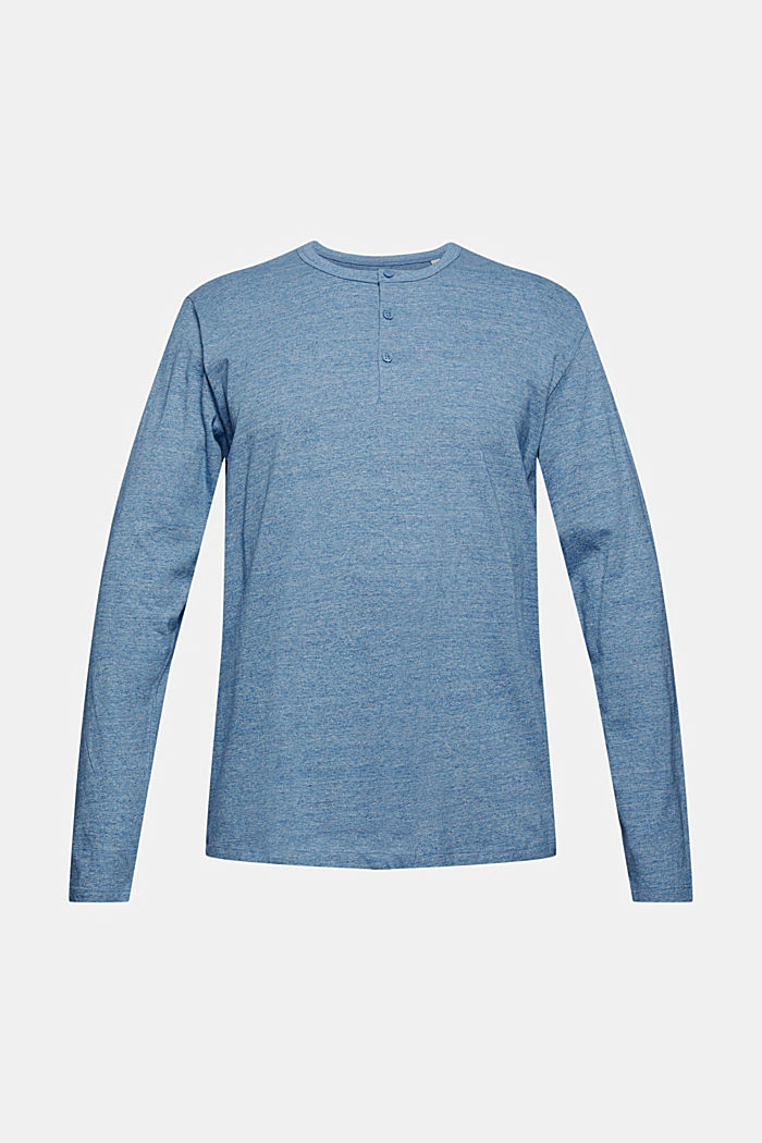 T-shirt à manches longues en jersey à boutons, BLUE, detail image number 7