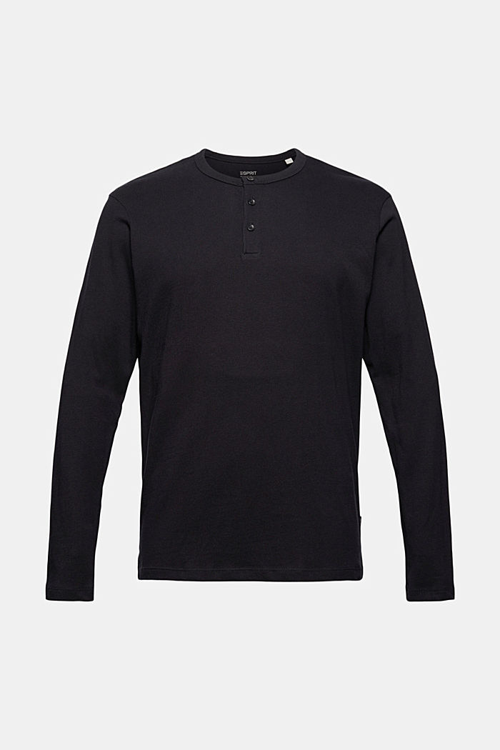 Camiseta de manga larga confeccionada en jersey de algodón ecológico, BLACK, overview