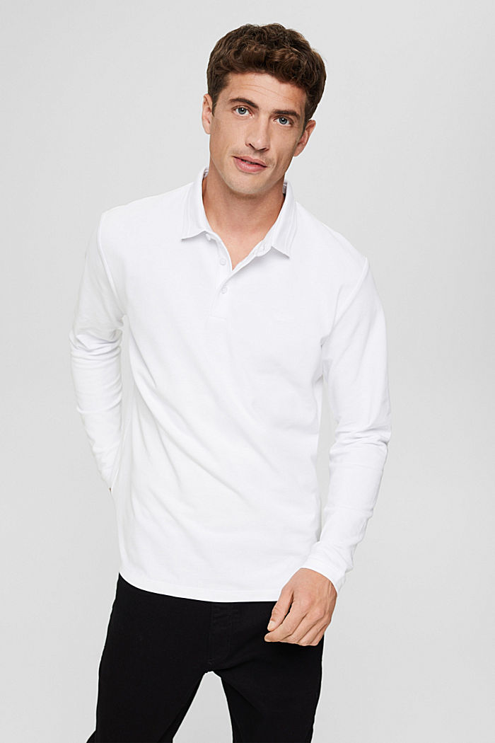 Piqué long sleeve polo shirt, organic cotton