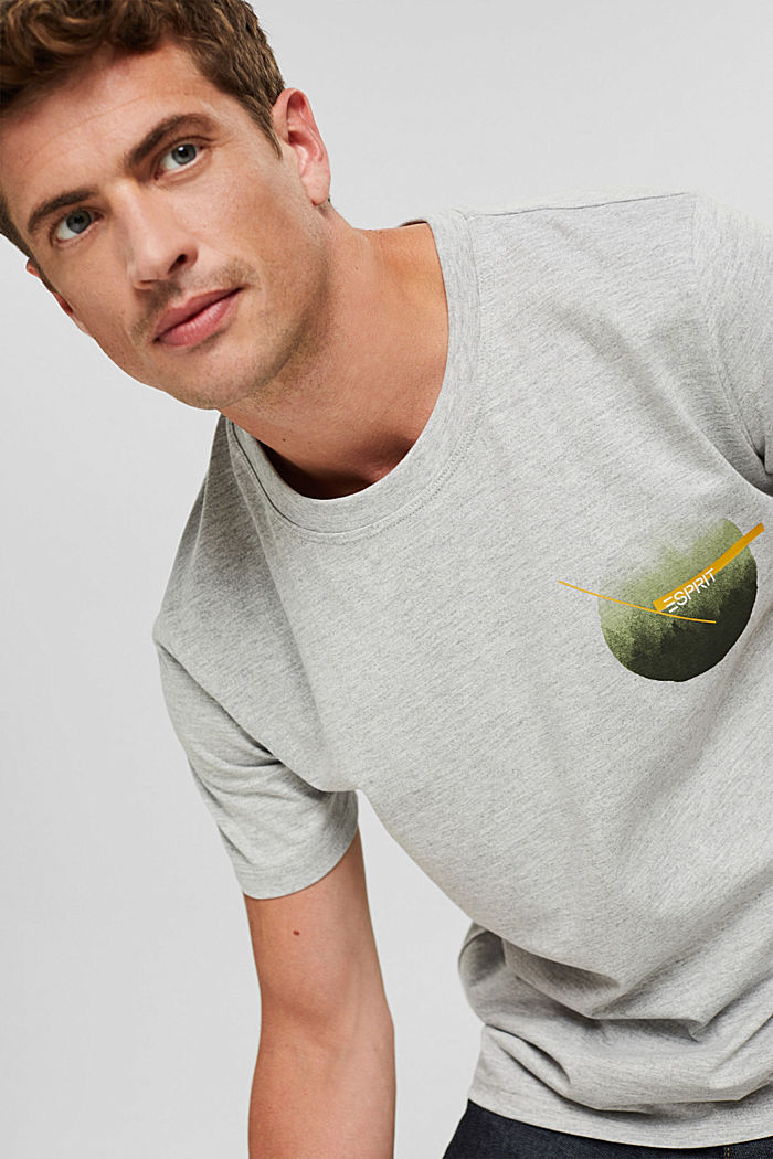 Camiseta de jersey con estampado, algodón ecológico, LIGHT GREY, overview