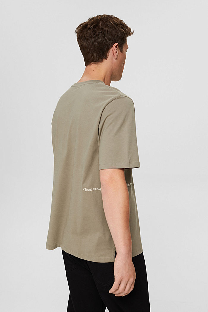 Camiseta de jersey con bordado, algodón ecológico, PALE KHAKI, detail image number 3
