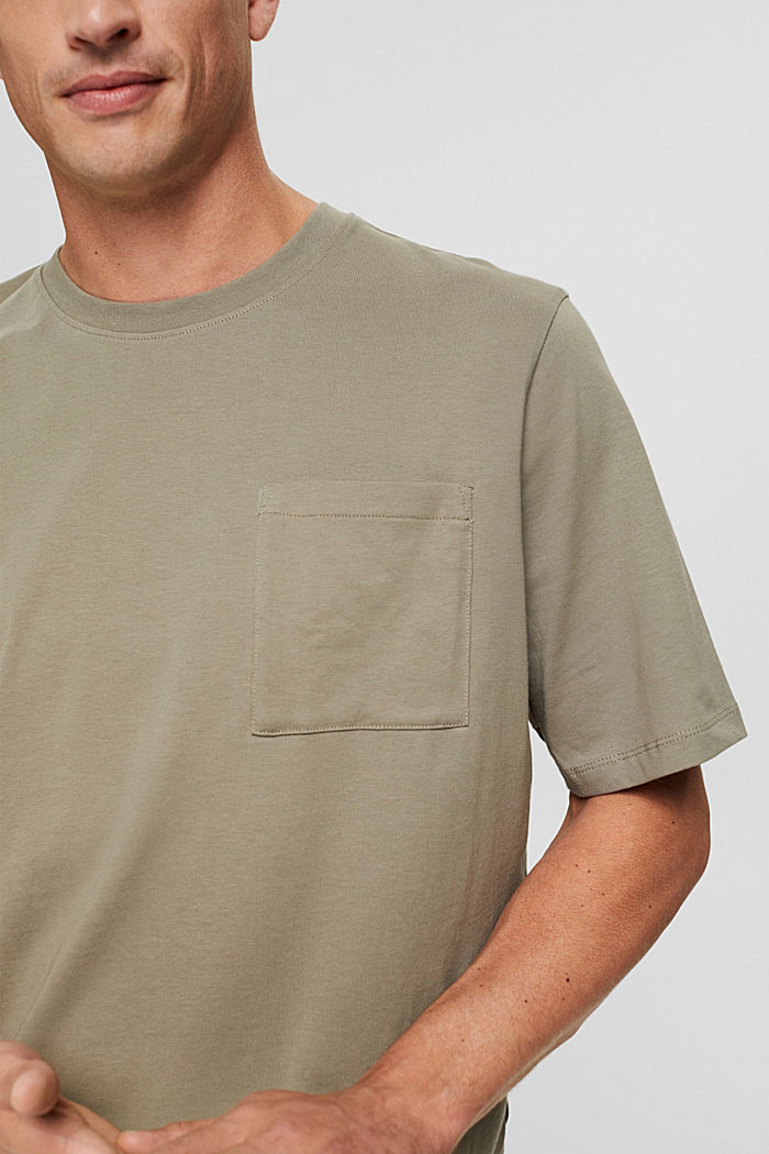 Jersey T-shirt with embroidery , organic cotton, PALE KHAKI, detail image number 5