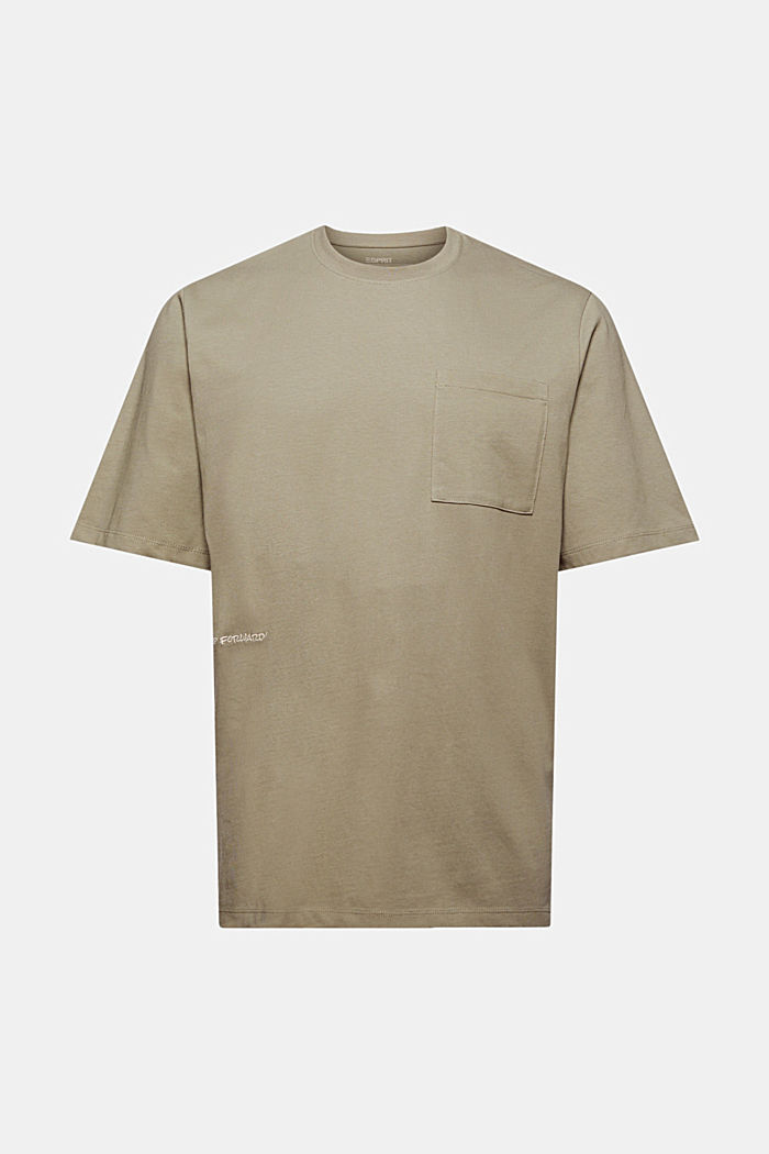 Jersey T-shirt with embroidery , organic cotton, PALE KHAKI, detail image number 7