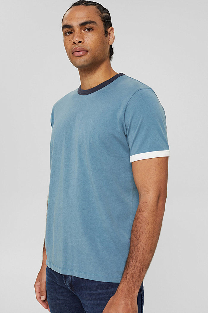 T-shirt en jersey à broderie, coton biologique, PETROL BLUE, detail image number 0