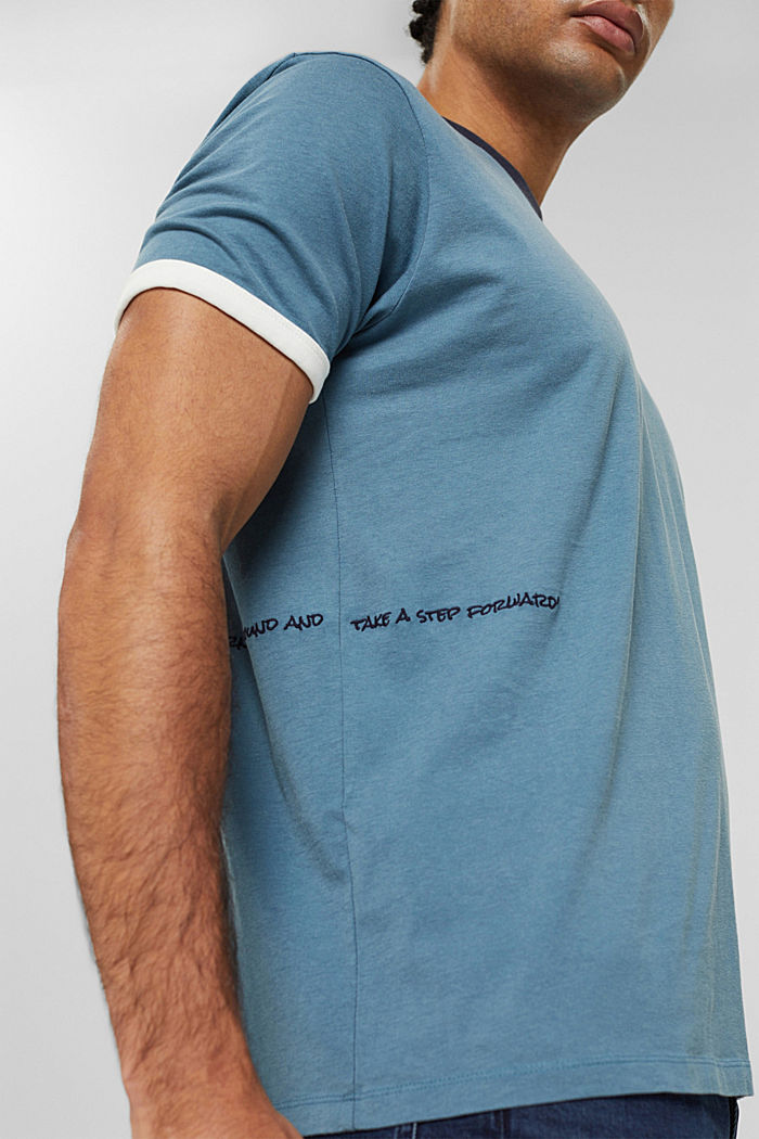 T-shirt en jersey à broderie, coton biologique, PETROL BLUE, detail image number 1