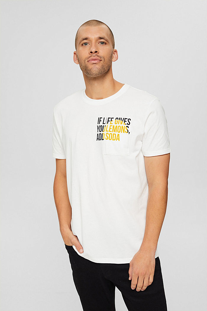 T-shirt z dżerseju z nadrukowanym napisem, bawełna ekologiczna