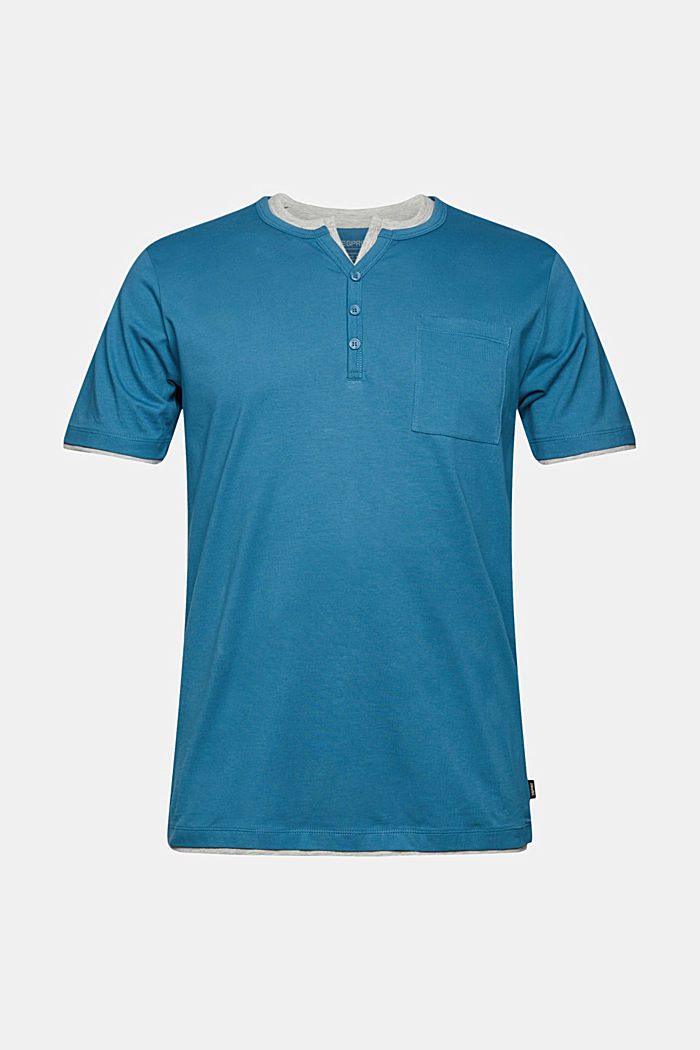 T-shirt en jersey à détails superposés, PETROL BLUE, overview