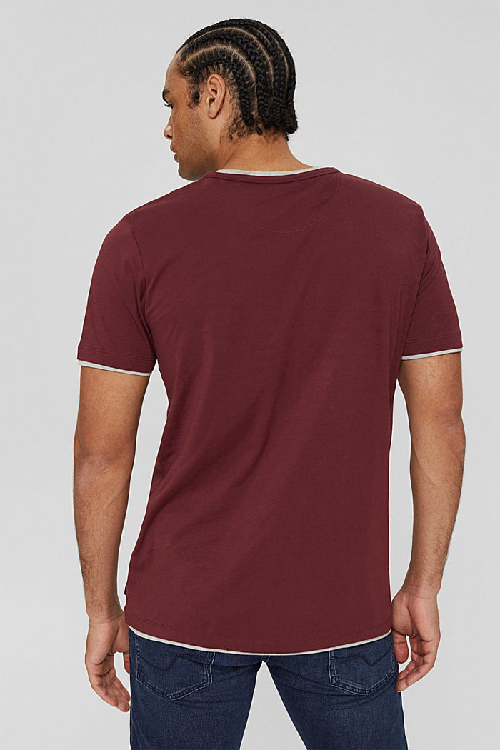 T-shirt en jersey à détails superposés, BORDEAUX RED, detail image number 3