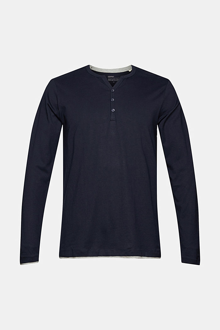 Jersey-Longsleeve im Layering-Look, NAVY, overview