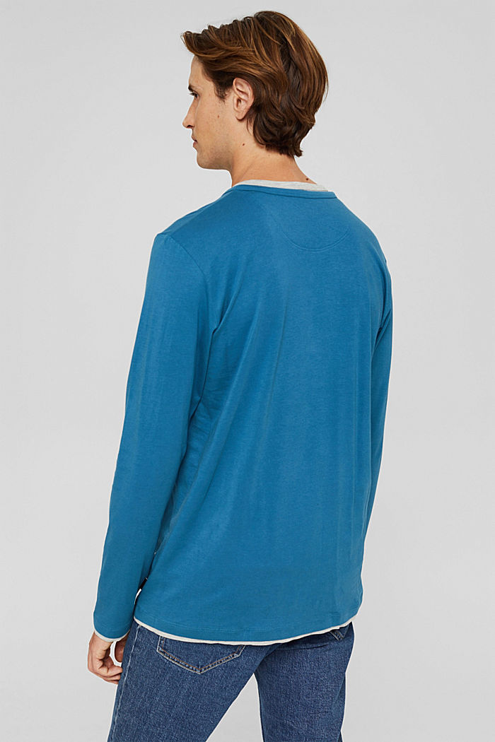 Camiseta de manga larga con diseño de capas, realizada en jersey, PETROL BLUE, detail image number 3