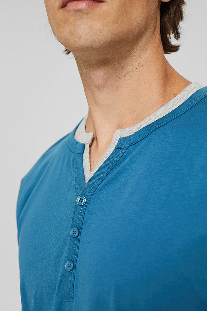 Camiseta de manga larga con diseño de capas, realizada en jersey, PETROL BLUE, detail image number 1