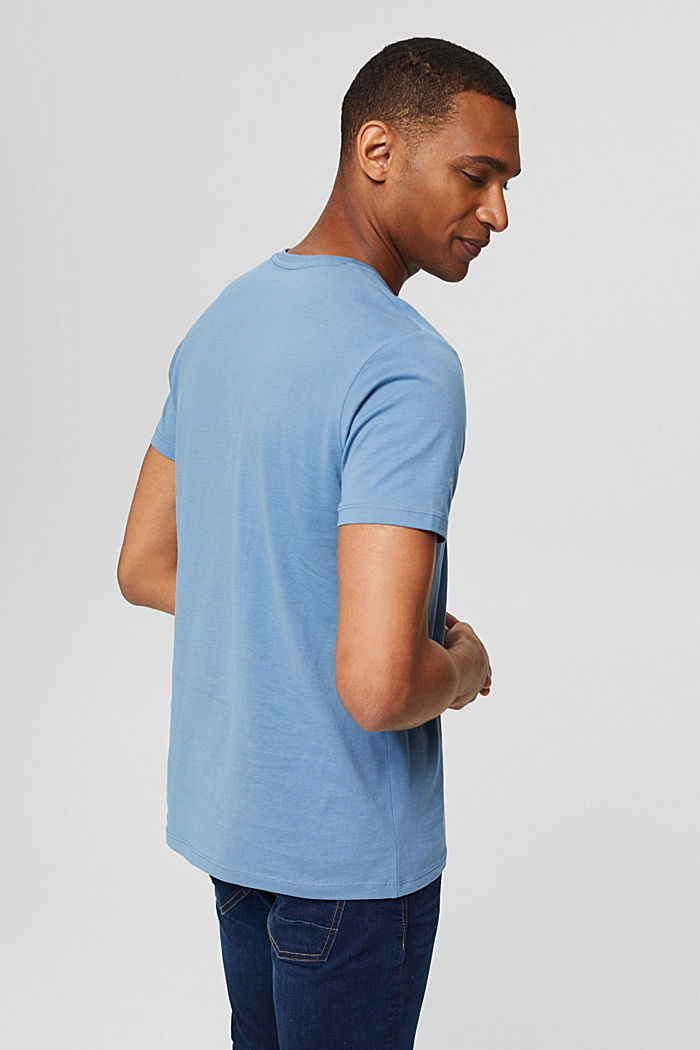 Camiseta de jersey con escote en pico, BLUE, detail image number 3