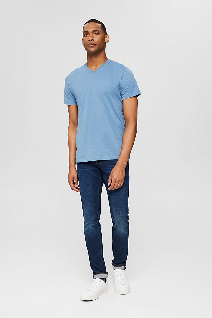 Jersey V-neck T-shirt, BLUE, detail image number 5