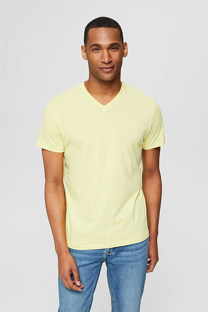 Jersey V-neck T-shirt, YELLOW, detail image number 0
