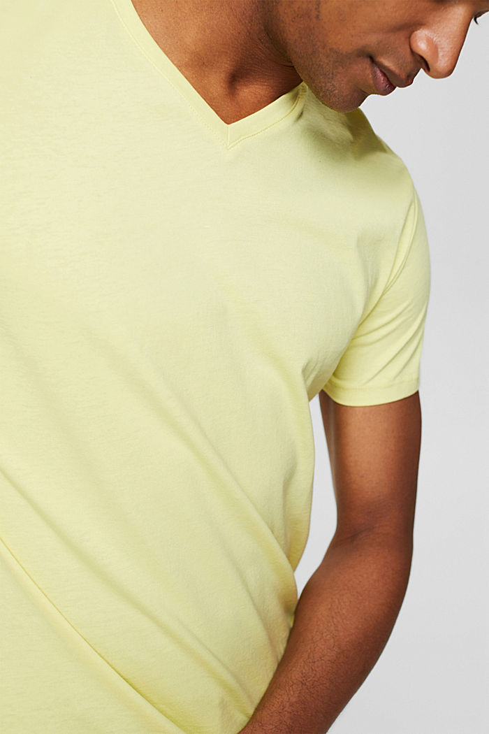 Jersey V-neck T-shirt, YELLOW, detail image number 1