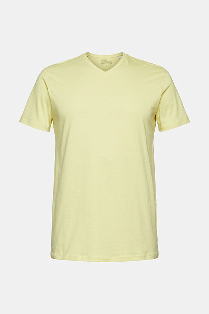 Jersey V-neck T-shirt, YELLOW, overview