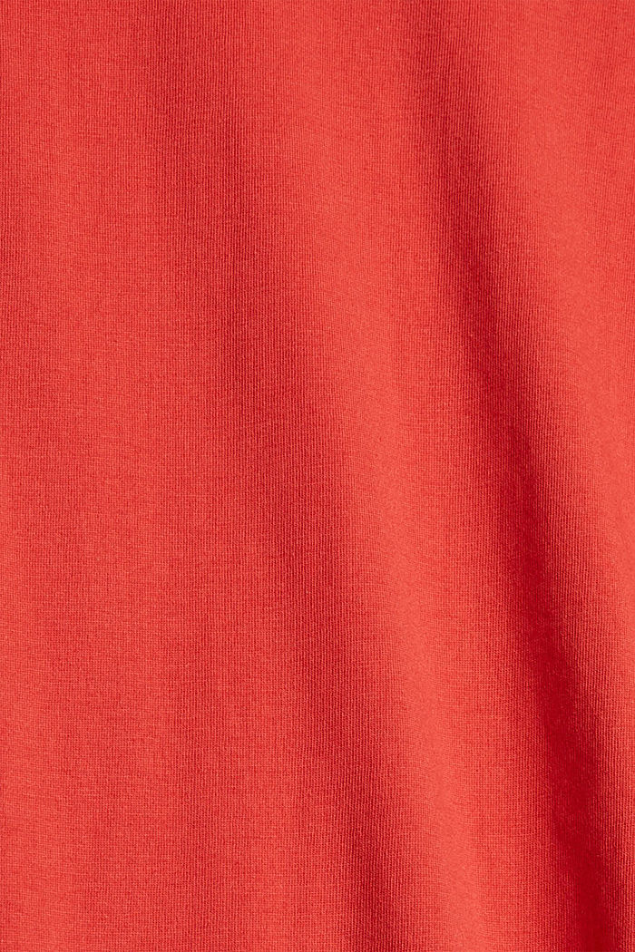 Camiseta de jersey con escote en pico, RED ORANGE, detail image number 4