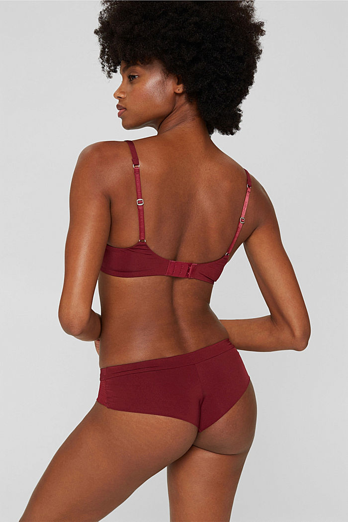 Padded underwire bra with a soft touch, made of recycled material, DARK RED, detail image number 1