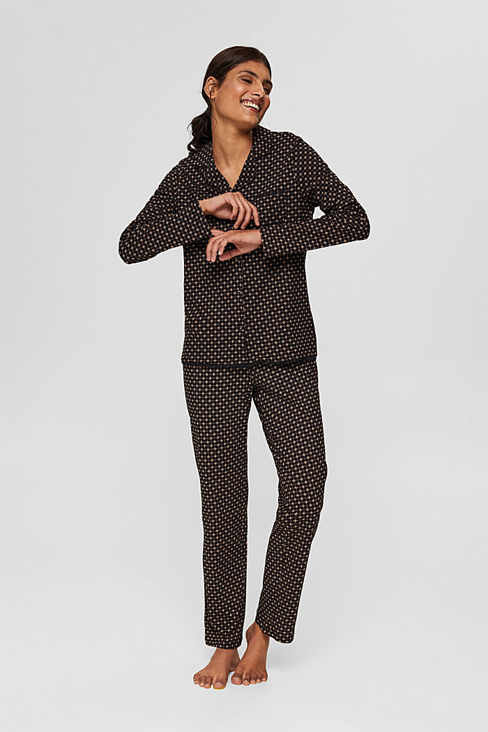 Pyjama en jersey, 100 % coton biologique, BLACK, detail image number 0