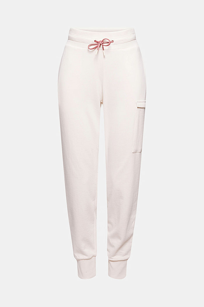 Tracksuit bottoms with pocket, 100% organic cotton, PASTEL PINK, overview