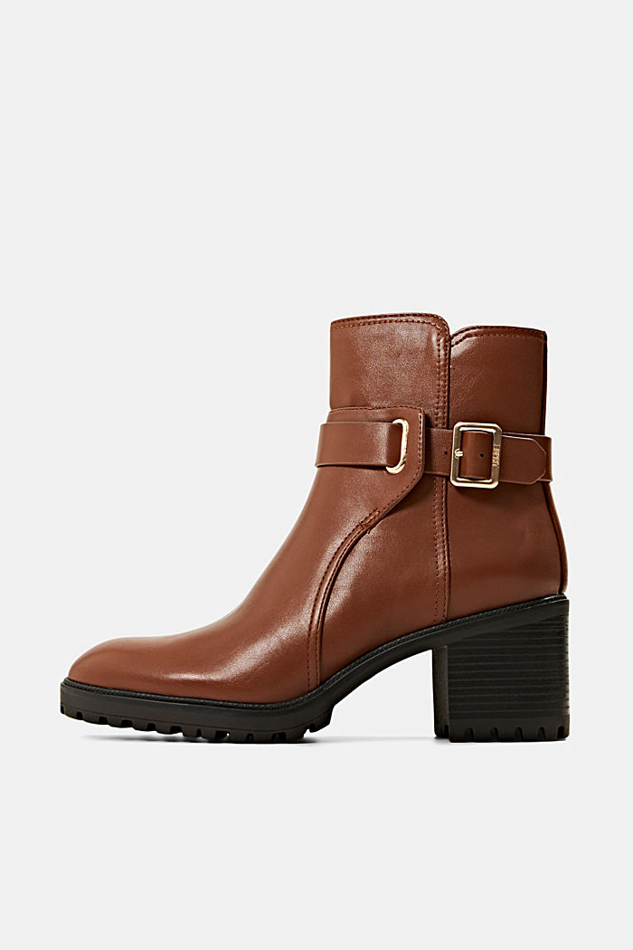 Faux leather ankle boots with a profiled sole, CARAMEL, detail image number 0