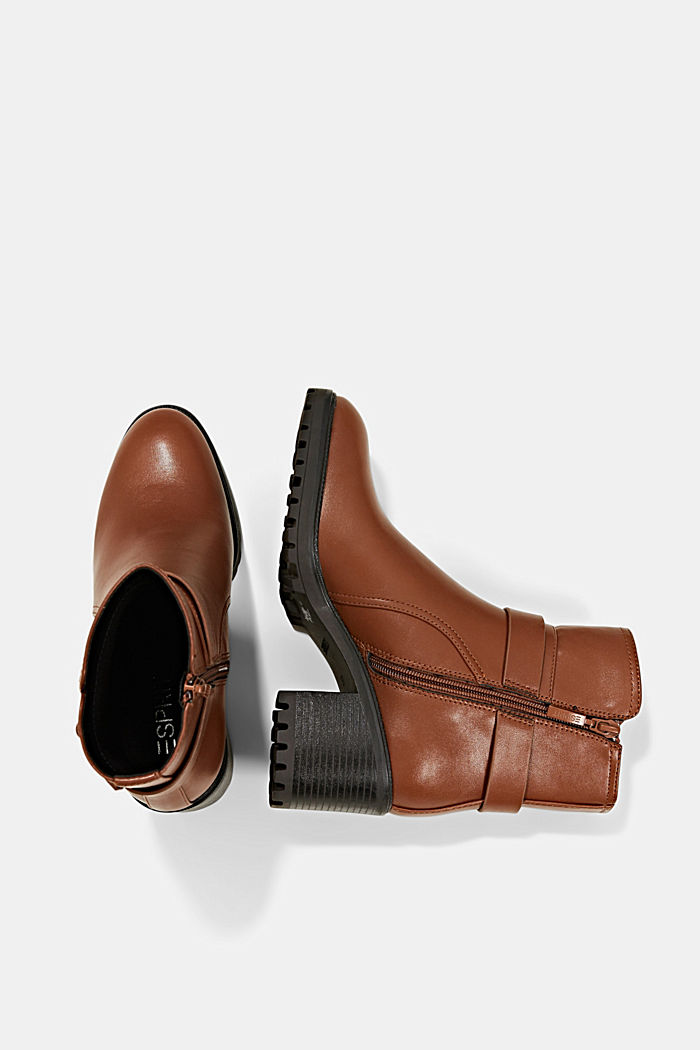 Faux leather ankle boots with a profiled sole, CARAMEL, detail image number 1