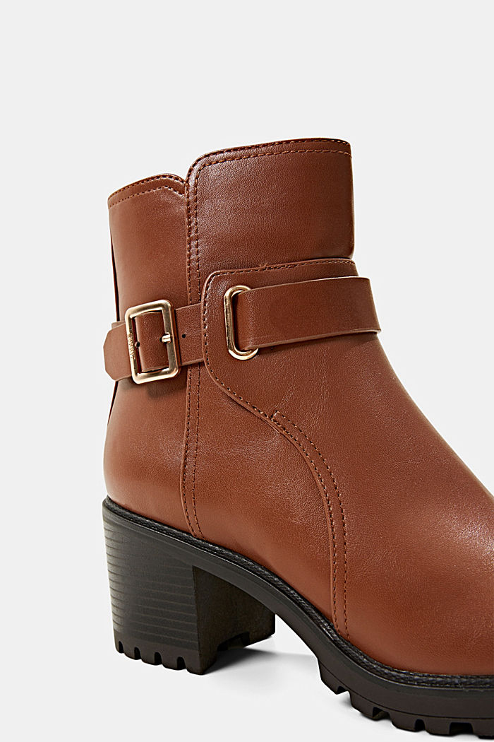 Faux leather ankle boots with a profiled sole, CARAMEL, detail image number 4