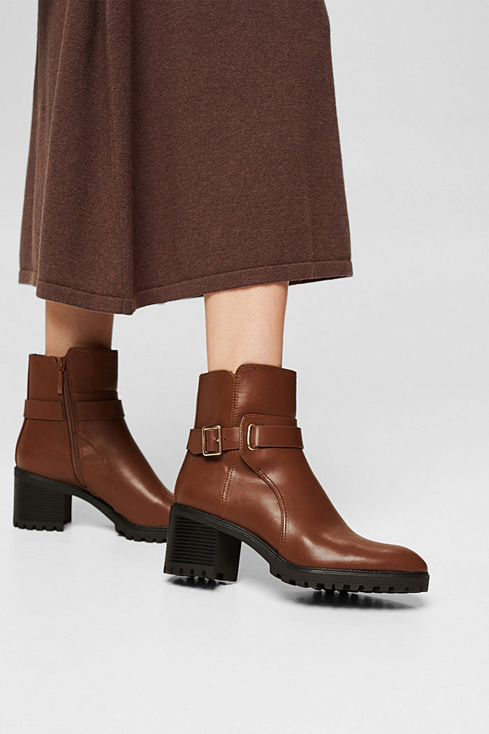 Faux leather ankle boots with a profiled sole, CARAMEL, detail image number 3