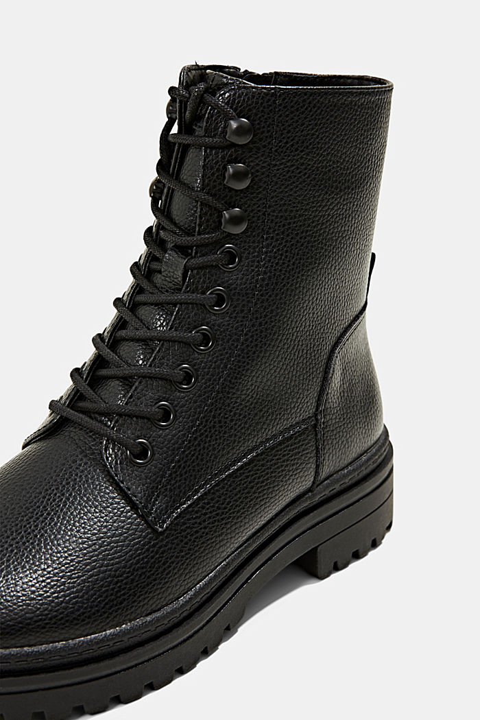 Lace-up boots in faux leather, lined with fur, BLACK, detail image number 4