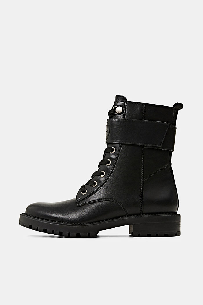 Vegan: Faux leather boots with a buckle detail, BLACK, detail image number 0